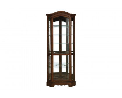 Coaster - 6-Shelf Corner Curio Cabinet in Burnished Brown