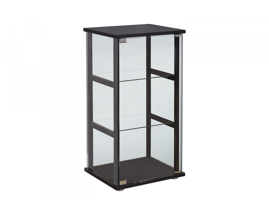 Coaster - 3-Shelf Glass Curio Cabinet in Black/Clear