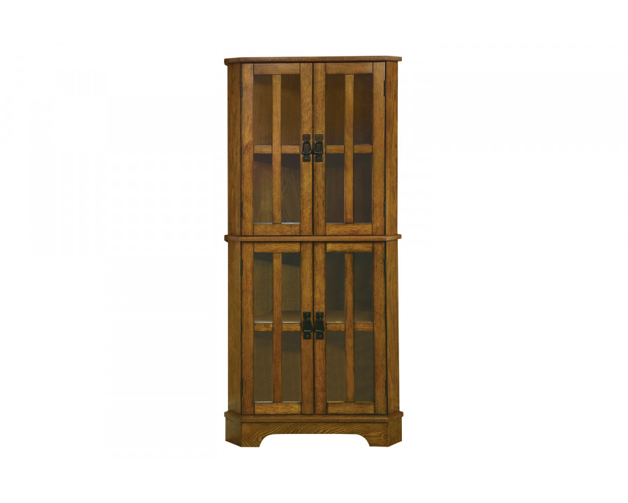 Coaster - 4-Shelf Corner Curio Cabinet in Golden Brown