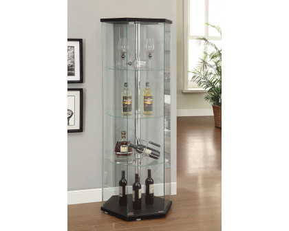 Coaster 4-Shelf Hexagon Shaped Curio Cabinet - Black/Clear