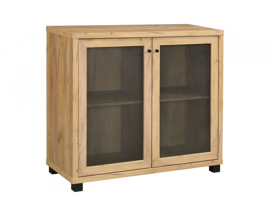 Coaster - Accent Cabinet With Two Mesh Doors in Golden Oak