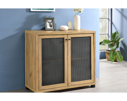 Coaster - Accent Cabinet With Two Mesh Doors in Golden Oak