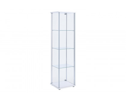 Coaster - Rectangular 4-Shelf Curio Cabinet in White/Clear