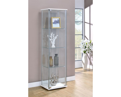 Coaster - Rectangular 4-Shelf Curio Cabinet in White/Clear