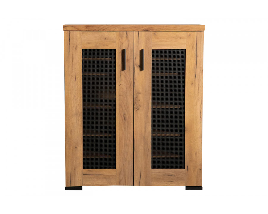 Coaster - Metal Mesh Door Accent Cabinet in Golden Oak