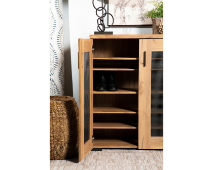 Coaster - Metal Mesh Door Accent Cabinet in Golden Oak