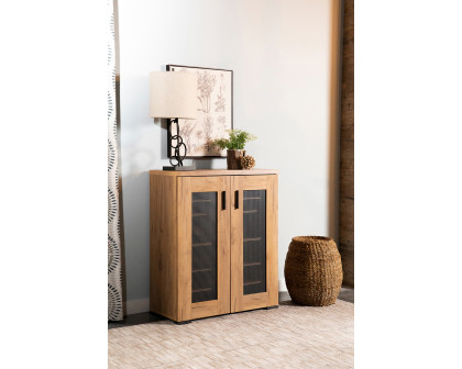 Coaster - Metal Mesh Door Accent Cabinet in Golden Oak