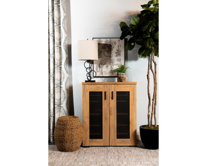 Coaster - Metal Mesh Door Accent Cabinet in Golden Oak