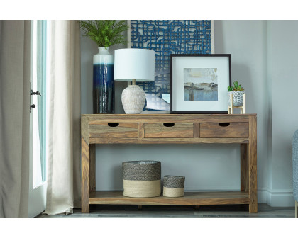 Coaster - Persia 3-Drawer Storage Console Table in Natural Sheesham