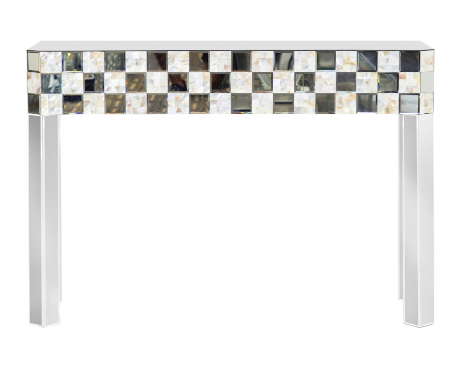 Coaster - Checker Pattern Rectangular Console Table in Silver