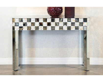 Coaster - Checker Pattern Rectangular Console Table in Silver