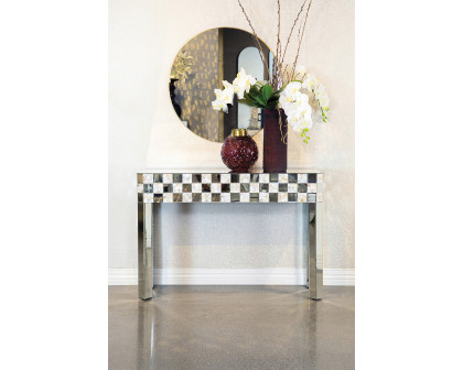 Coaster - Checker Pattern Rectangular Console Table in Silver