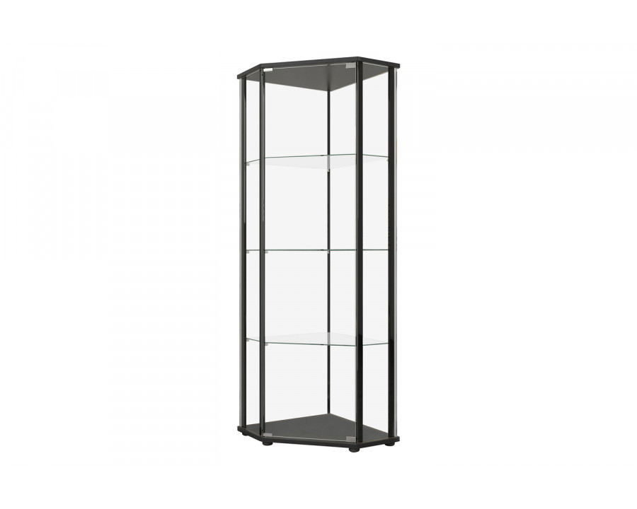 Coaster - Glass Shelf Curio Cabinet in Clear/Black