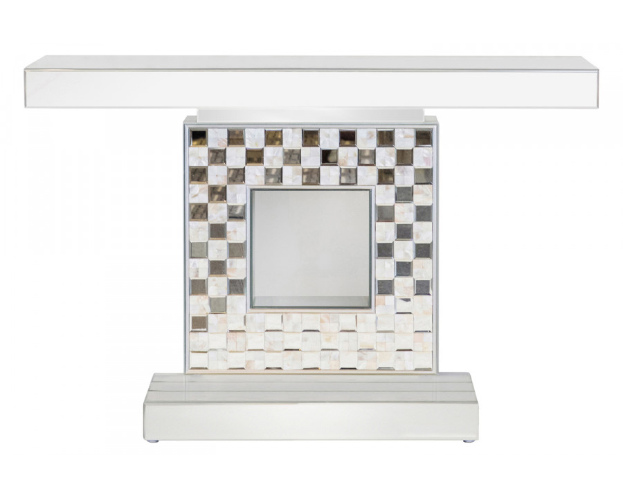 Coaster - Checkerboard Square Base Console Table in Silver