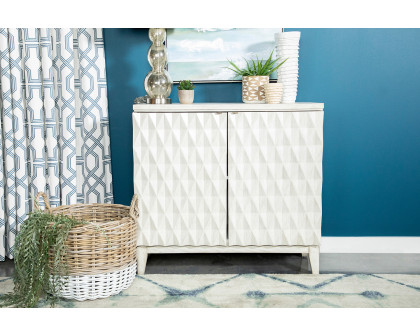 Coaster - Accent Cabinet With Carved Door in Antique White