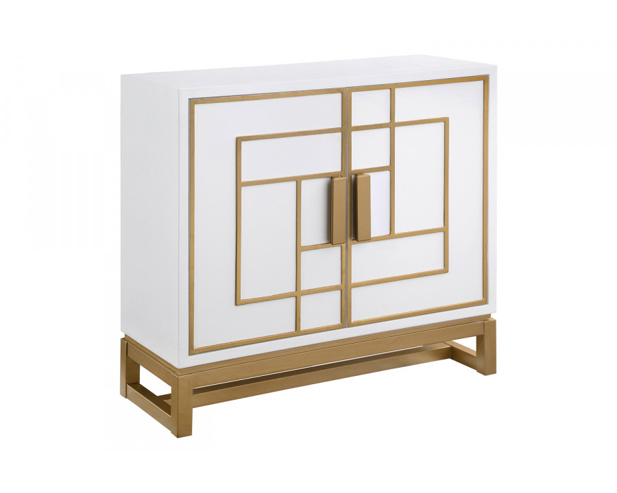 Coaster - Rectangular 2-Door Accent Cabinet in White/Gold