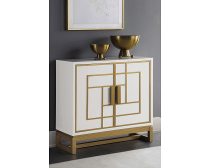 Coaster - Rectangular 2-Door Accent Cabinet in White/Gold