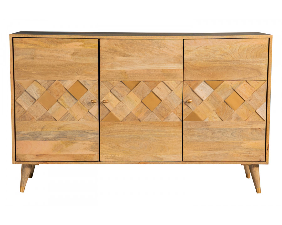 Coaster - Checkered Pattern 3-Door Accent Cabinet in Natural