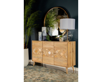 Coaster - Checkered Pattern 3-Door Accent Cabinet in Natural