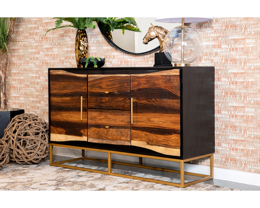 Coaster - 2-Drawer Accent Cabinet in Black Walnut/Gold