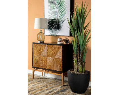 Coaster - Sunburst 2-Door Accent Cabinet in Brown/Antique Gold