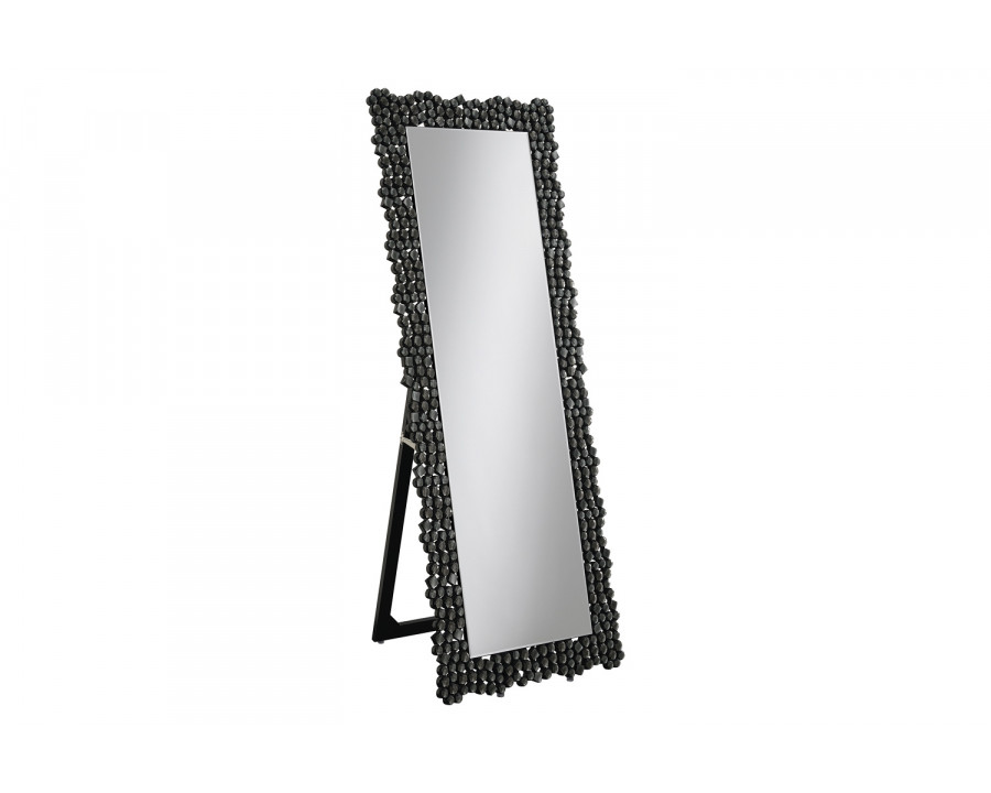 Coaster - Textural Frame Cheval Floor Mirror in Silver/Smoky Gray