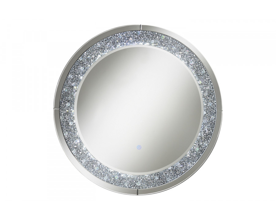 Coaster - Round Wall Mirror With Led Lighting in Silver