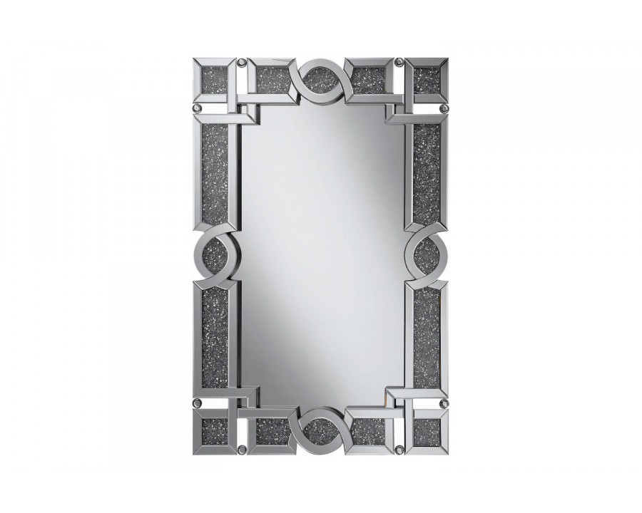 Coaster - Interlocking Wall Mirror With Iridescent Panels And Beads in Silver