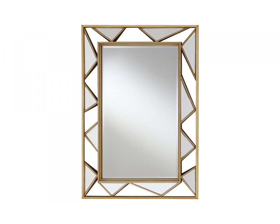 Coaster - Rectangular Geometric Wall Mirror in Gold