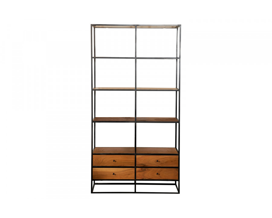 Coaster - 4-Drawer Etagere in Natural Sheesham/Black