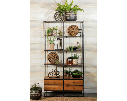 Coaster - 4-Drawer Etagere in Natural Sheesham/Black