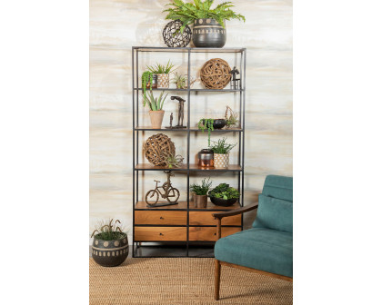 Coaster - 4-Drawer Etagere in Natural Sheesham/Black