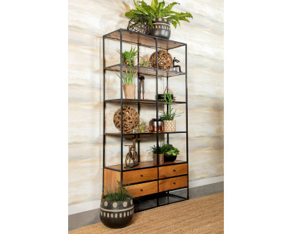 Coaster - 4-Drawer Etagere in Natural Sheesham/Black