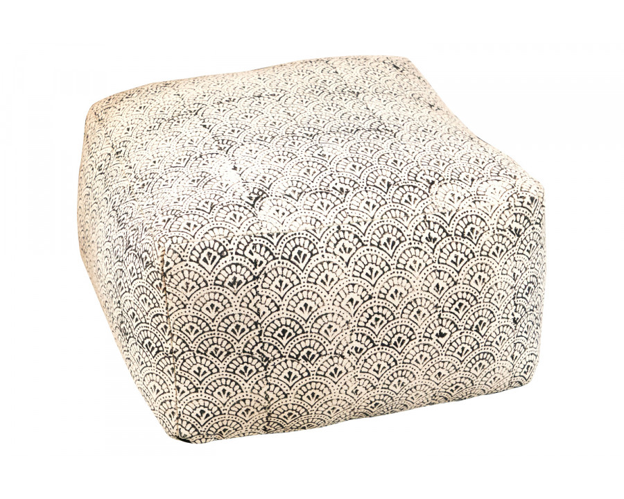 Coaster - Square Upholstered Floor Pouf in Cream/Black