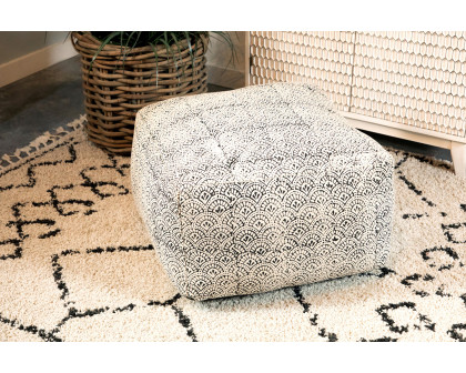 Coaster - Square Upholstered Floor Pouf in Cream/Black