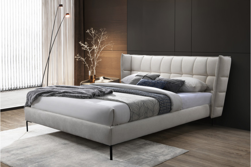 Contempo™ Beba Upholstered King Size Bed - Off White, Fabric