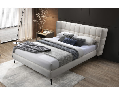 Contempo™ Beba Upholstered King Size Bed - Off White, Fabric