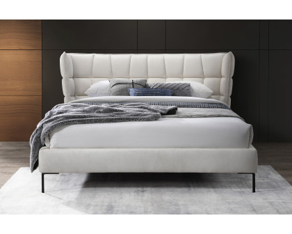 Contempo™ Beba Upholstered King Size Bed - Off White, Fabric