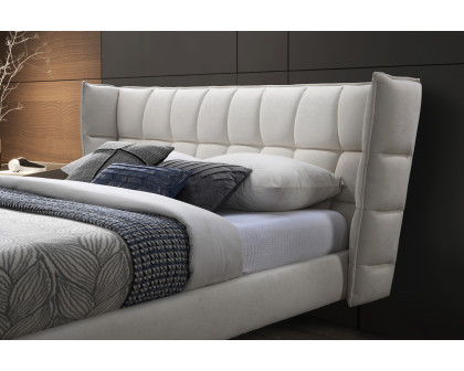 Contempo™ Beba Upholstered King Size Bed - Off White, Fabric