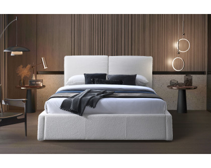 Contempo™ Bella Upholstered King Size Bed - White, Polyurethane