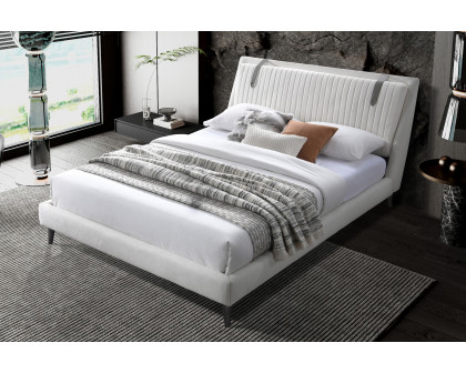 Contempo™ Camila Upholstered King Size Bed - Off White/Sand, Fabric/Polyurethane