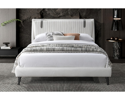 Contempo™ Camila Upholstered King Size Bed - Off White/Sand, Fabric/Polyurethane