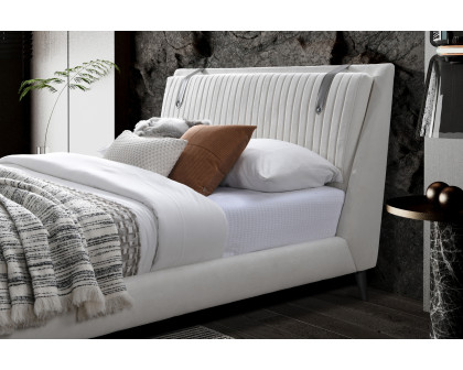 Contempo™ Camila Upholstered King Size Bed - Off White/Sand, Fabric/Polyurethane