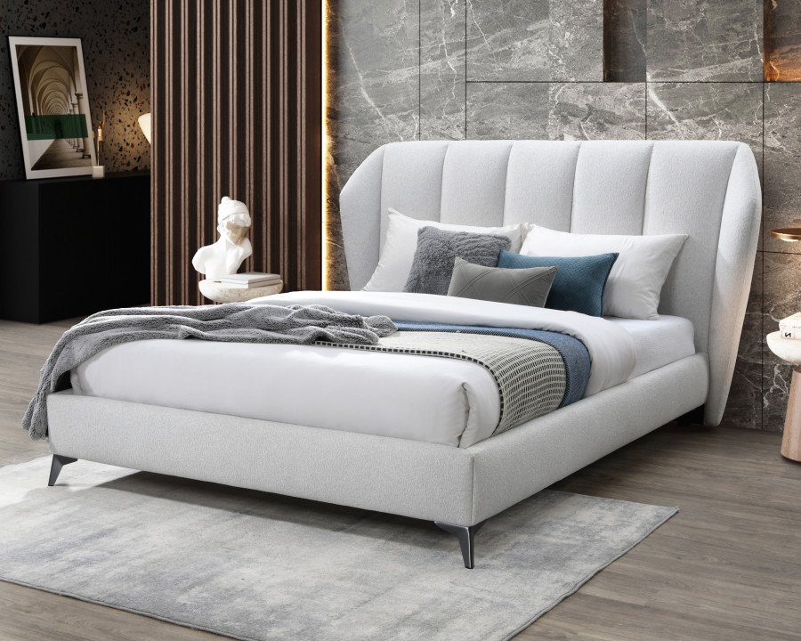 Contempo Donna Upholstered King Size Bed - Ash, Fabric