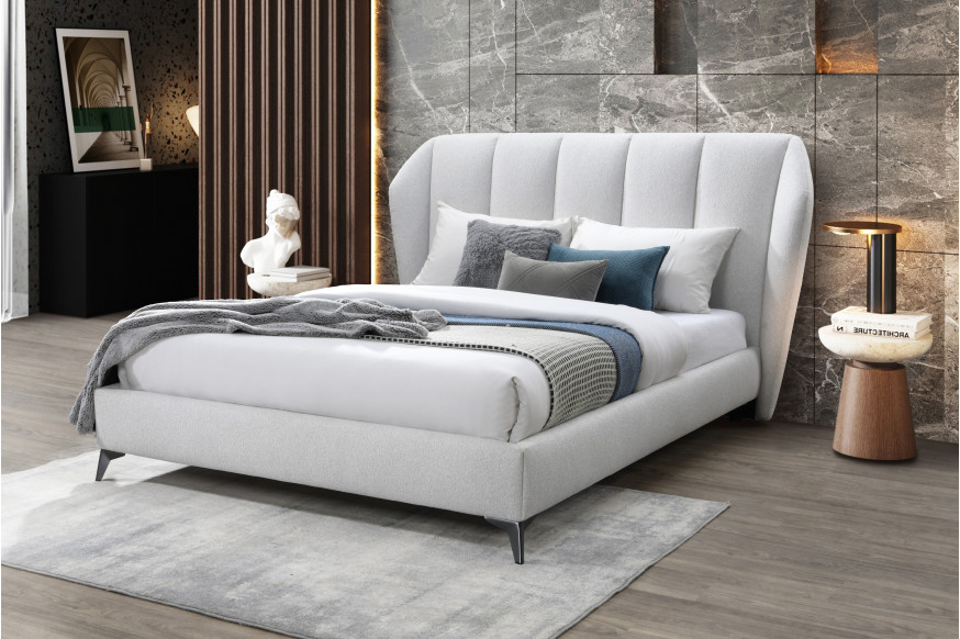 Contempo™ Donna Upholstered Queen Size Bed - Ivory, Fabric