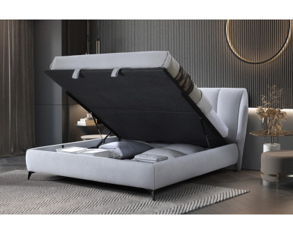 Contempo™ Donna Upholstered King Size Storage Bed - Ash, Fabric