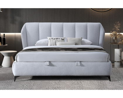 Contempo™ Donna Upholstered King Size Storage Bed - Ash, Fabric