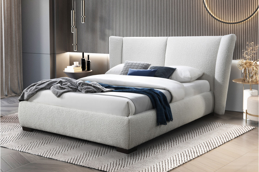 Contempo™ Martina Upholstered King Size Bed - Ivory, Fabric