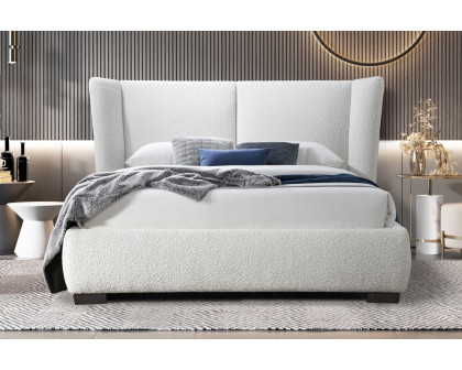 Contempo™ Martina Upholstered King Size Bed - Ivory, Fabric