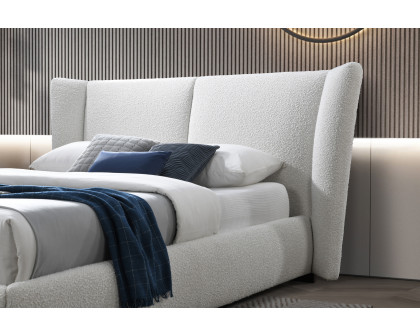 Contempo™ Martina Upholstered King Size Bed - Ivory, Fabric